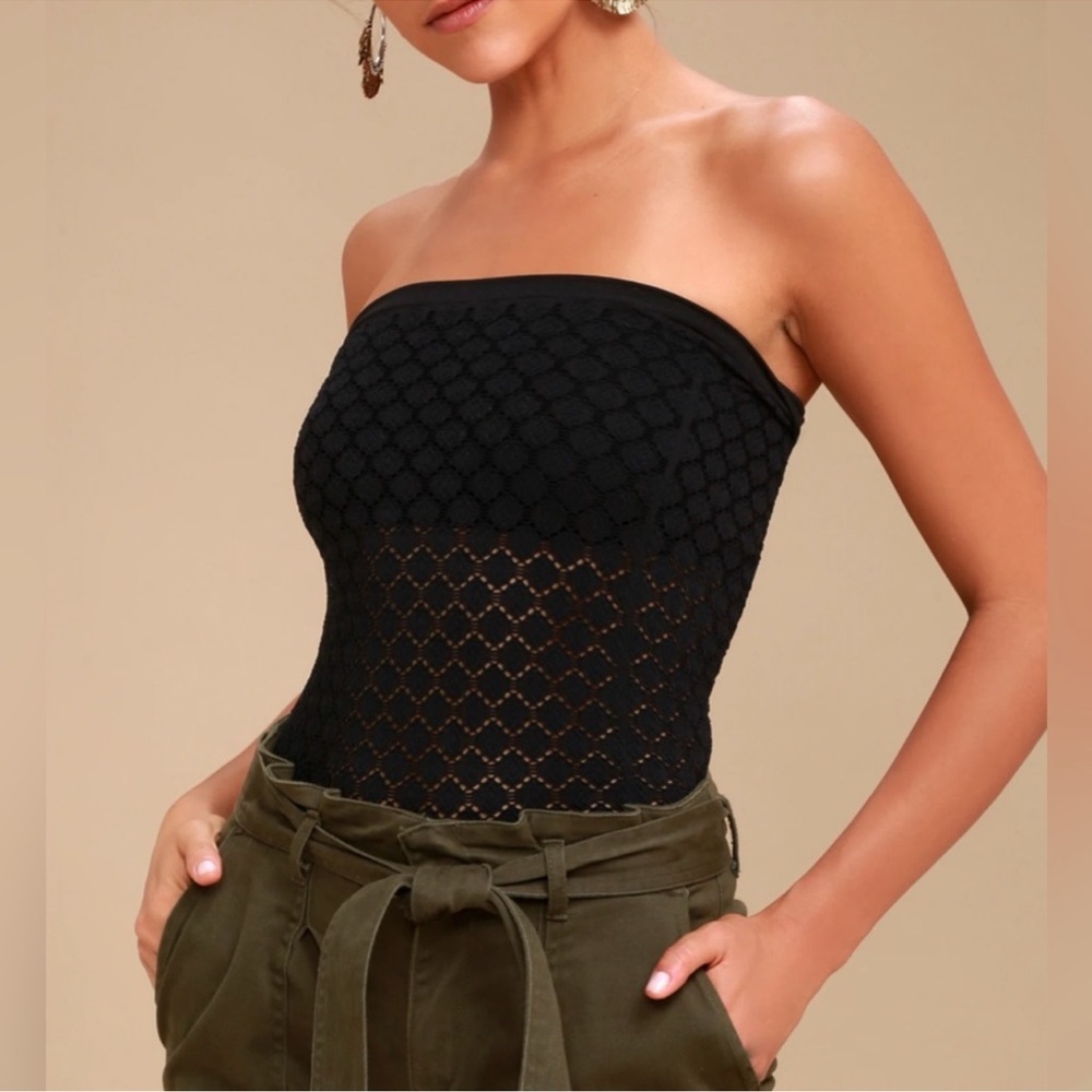 Free People! FP Intimately Honey Textured Tube Top In Black NWOT!